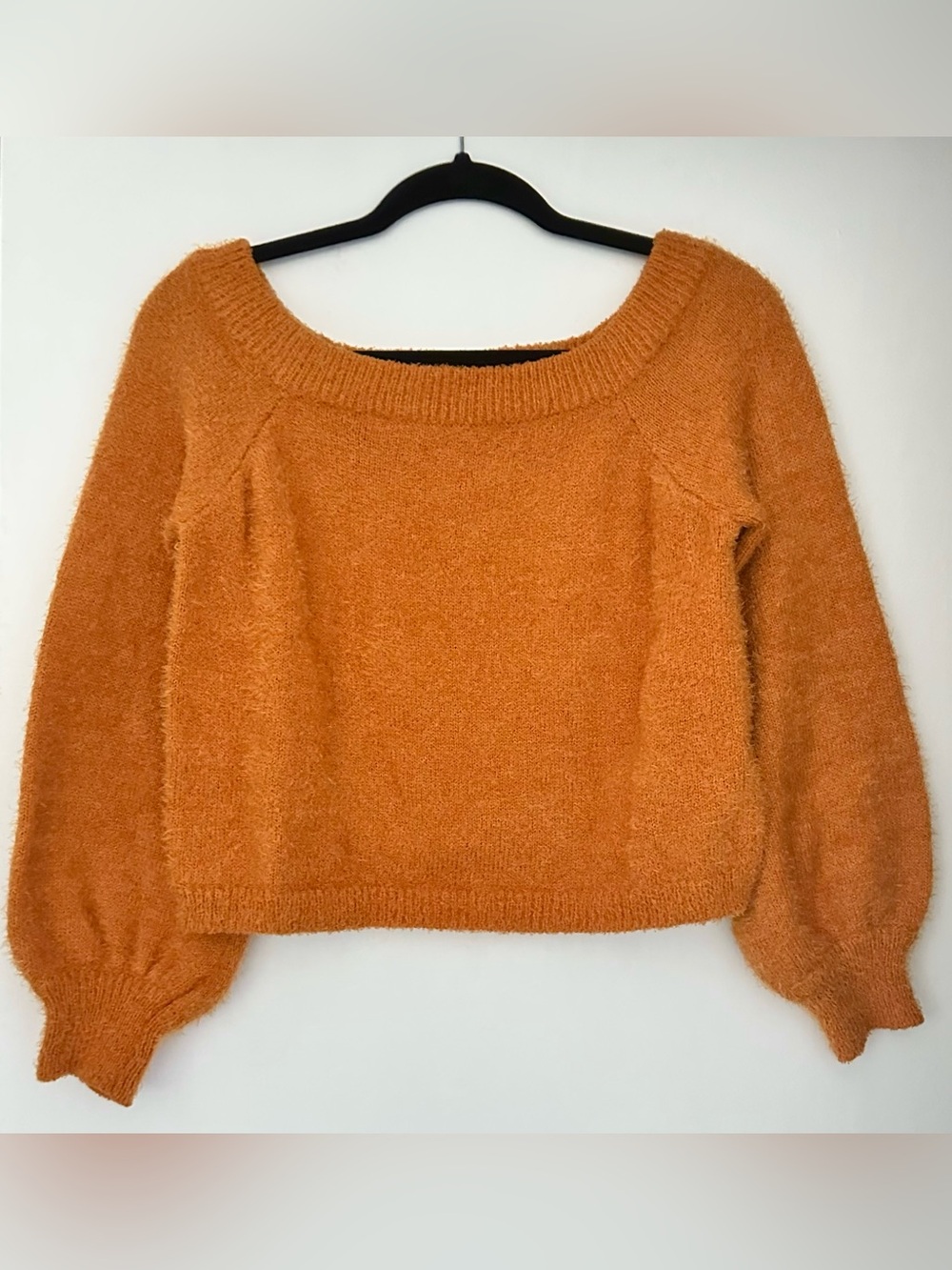 Charlotte Russe Burnt Orange Golden Comfy Warm Fuzy Cropped Sweater Size Small